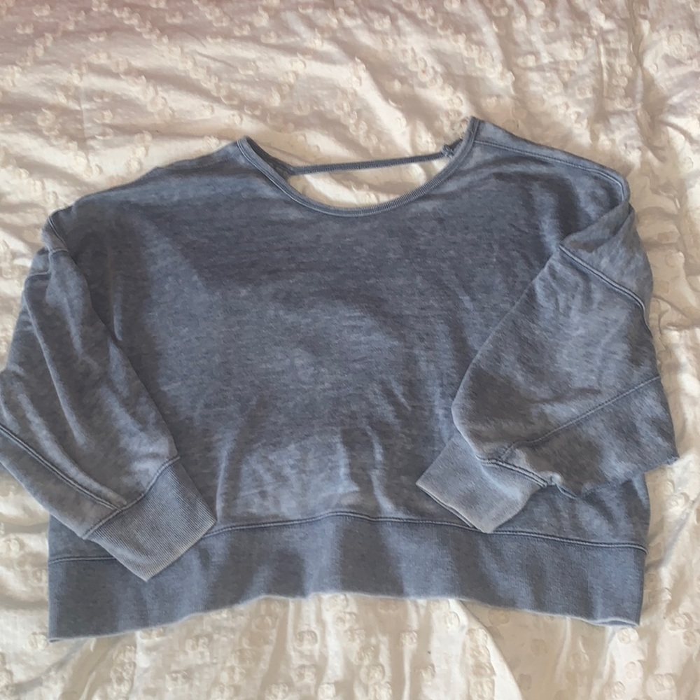 Blue open back sweater, size M/L